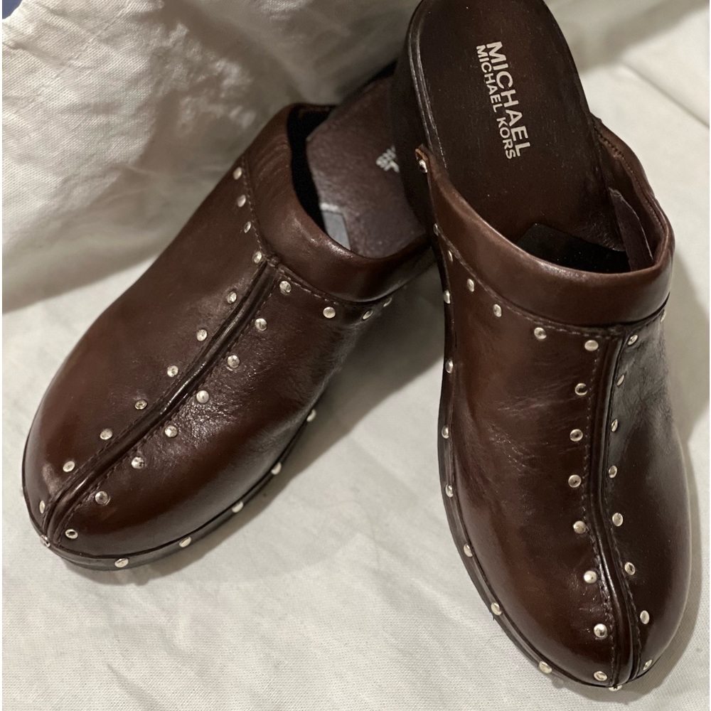 MICHAEL Michael Kors Brown Studded Leather Clogs